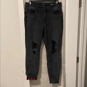 Judy Blue Dark Gray/black Distressed Skinny Jeans